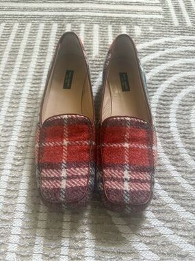 kate spade Red Plaid Wool Loafers - Women's Flats